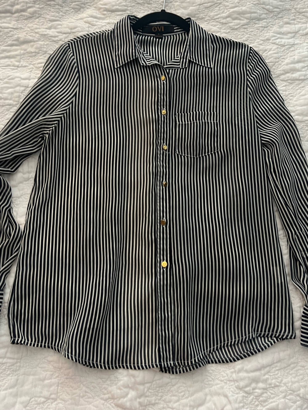 Ovi Black & White Striped Button-Down Shirt